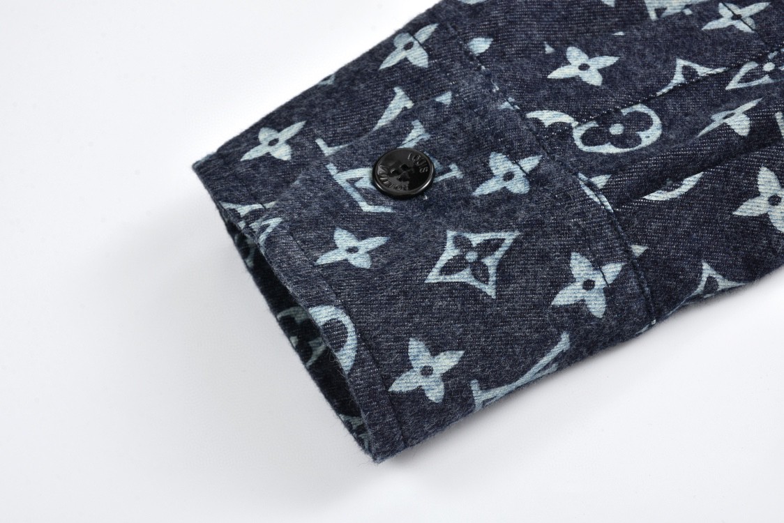 LOUIS VUITTON 路易威登 Nigo 联名 棋盘格拼接单排扣衬衫 长袖 外套 蓝色 1A7X96