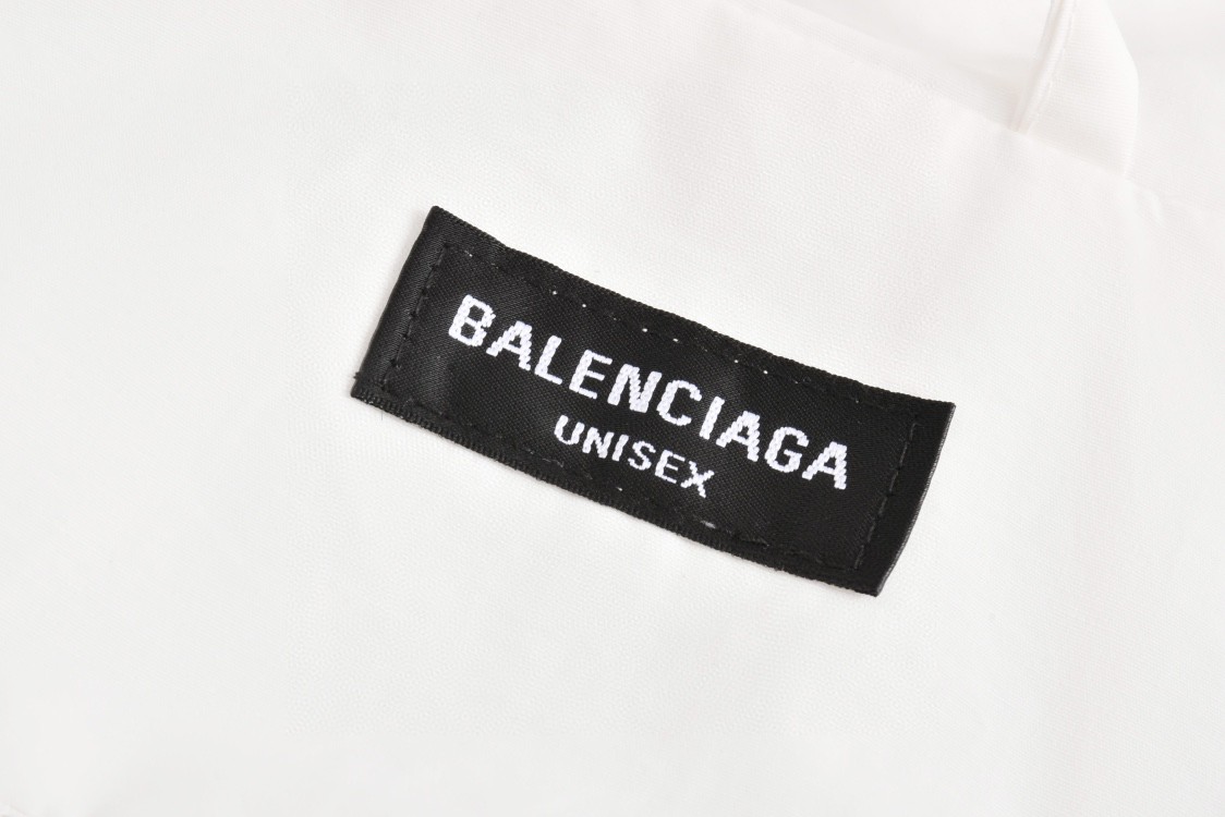 Balenciaga 巴黎世家 后背胶带字母logo拉链夹克 冲锋衣 外套 长袖 秋冬 黑色 白色 794468TPQ389000