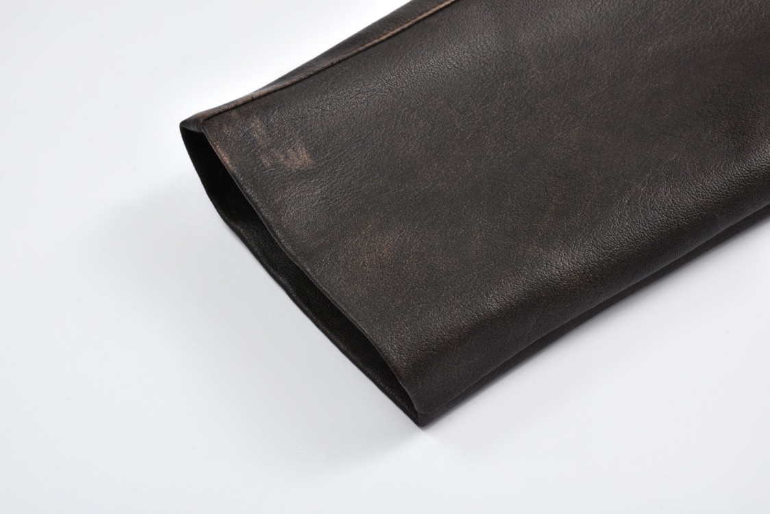 PRADA 普拉达 做旧三角徽标拉链皮衣 夹克 外套 长袖 UPW500-1455-F0002-S-OOO