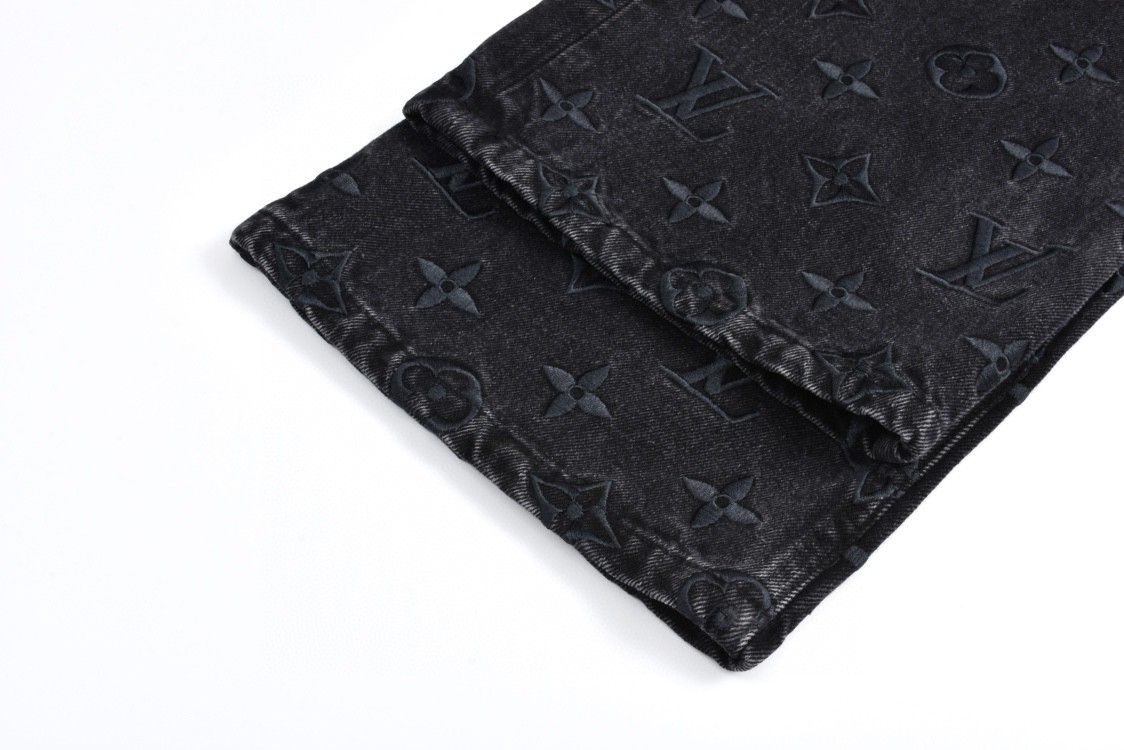 LOUIS VUITTON 路易威登 渐变喷色logo字母徽标牛仔裤 裤子 长裤 蓝色 1AFV84