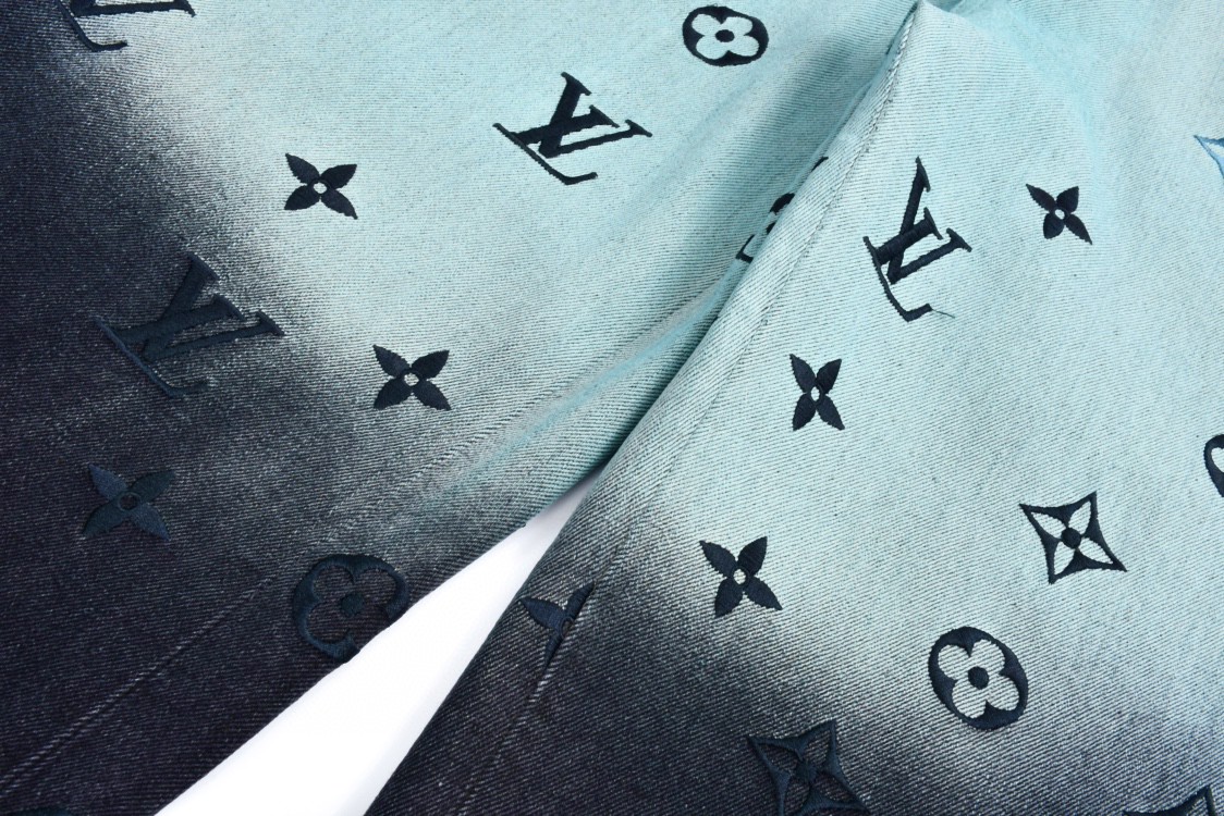 LOUIS VUITTON 路易威登 渐变喷色logo字母徽标牛仔裤 裤子 长裤 蓝色 1AFV84