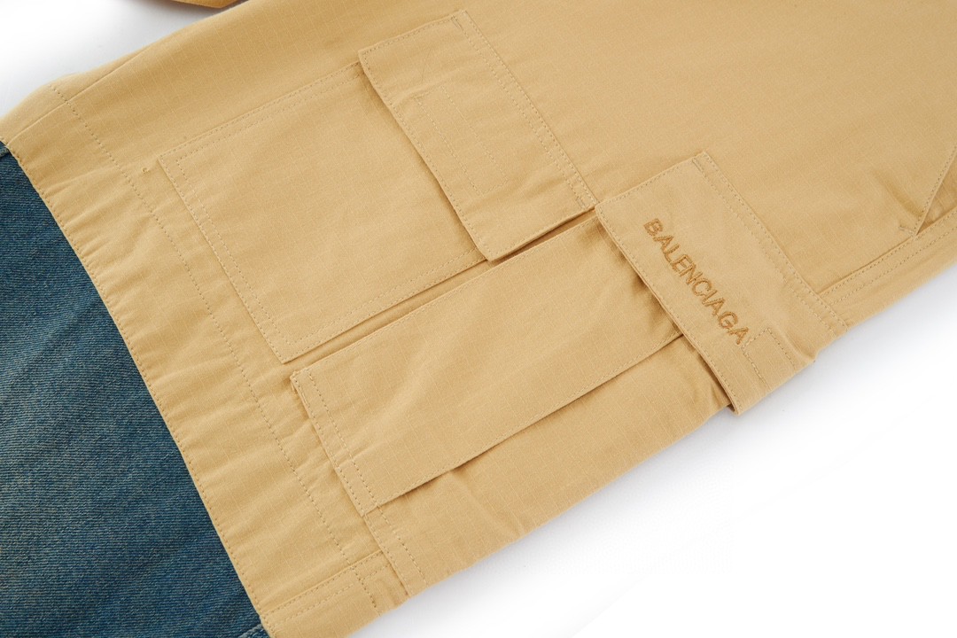 Balenciaga 巴黎世家 水洗破洞牛仔拼接工装裤 长裤 裤子 746492TKP279501