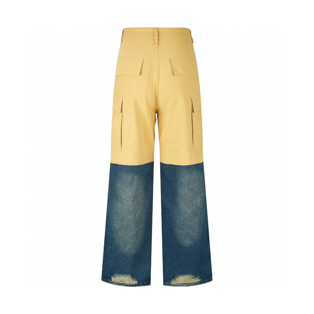 Balenciaga 巴黎世家 水洗破洞牛仔拼接工装裤 长裤 裤子 746492TKP279501