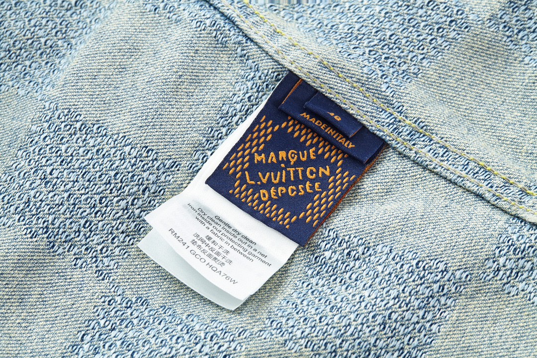 LOUIS VUITTON 路易威登 做旧棋盘格单排扣牛仔外套 夹克 长袖 外套 牛仔衣 蓝色 1AFHUC