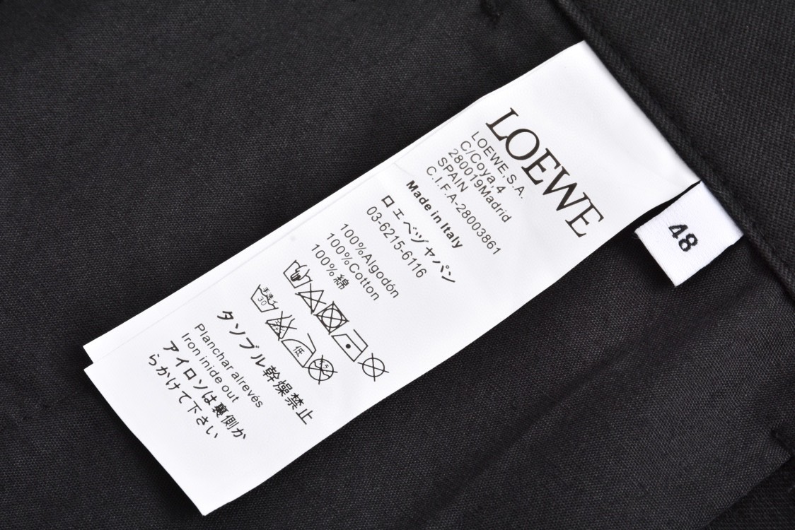 Loewe 罗意威 纯色多口袋直筒工装裤 休闲裤 长裤 裤子 黑色 H526Y04WFB-1100