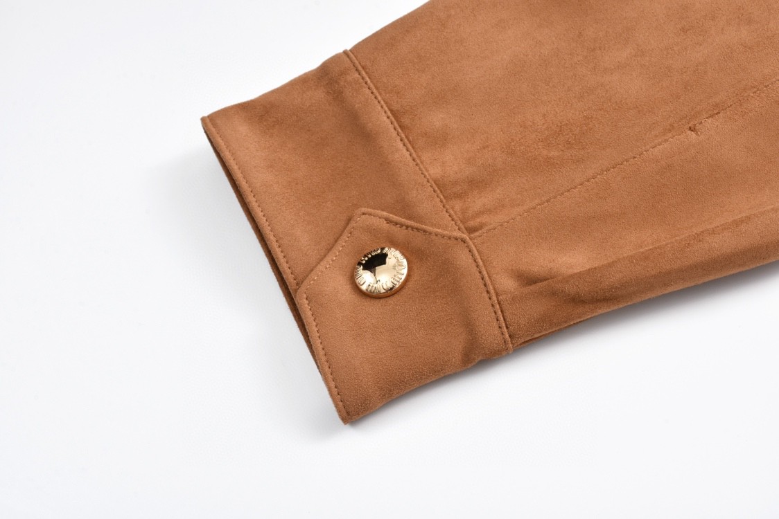 MIU MIU 缪缪 麂皮字母logo徽标拉链棒球服 夹克 外套 长袖 棕色