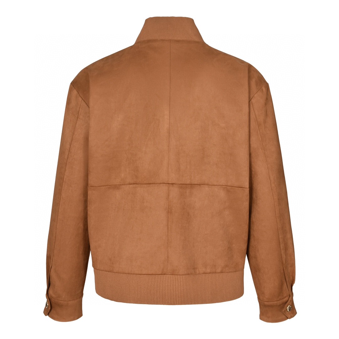 MIU MIU 缪缪 麂皮字母logo徽标拉链棒球服 夹克 外套 长袖 棕色