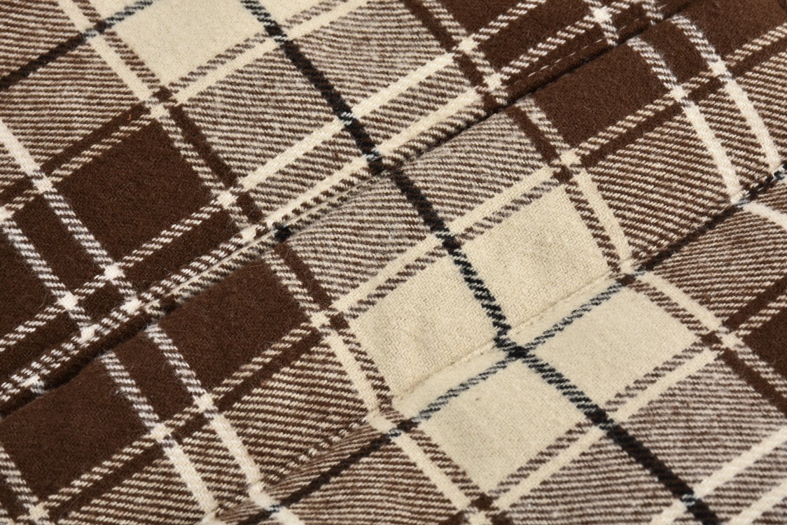 MIU MIU 缪缪 法兰绒格纹徽标字母logo衬衫 棉服 外套 长袖 棕色 ML8551-5PQ-F03KK