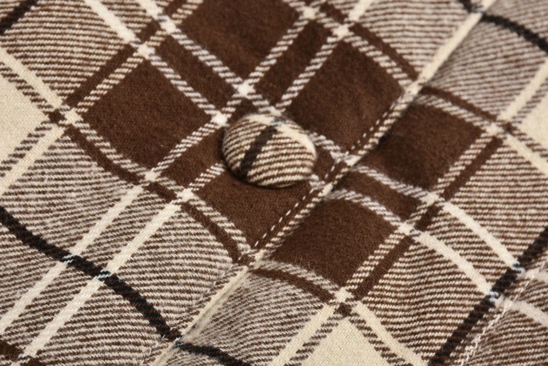 MIU MIU 缪缪 法兰绒格纹徽标字母logo衬衫 棉服 外套 长袖 棕色 ML8551-5PQ-F03KK