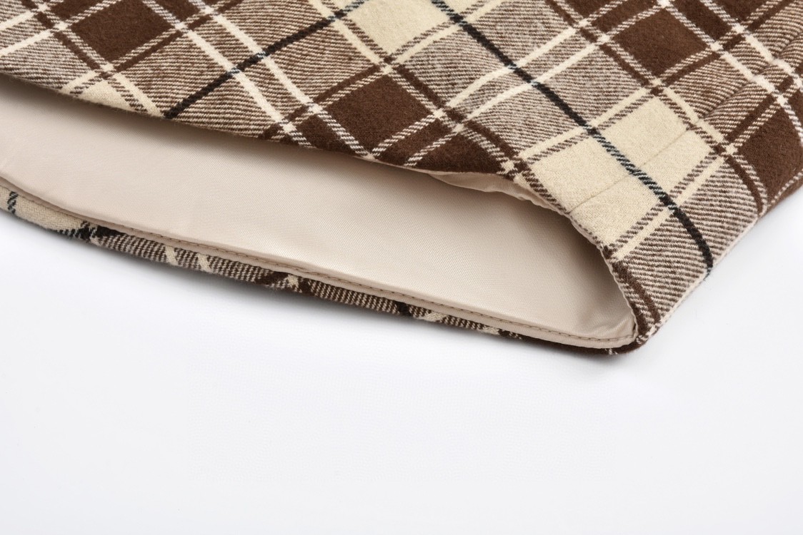 MIU MIU 缪缪 法兰绒格纹徽标字母logo衬衫 棉服 外套 长袖 棕色 ML8551-5PQ-F03KK