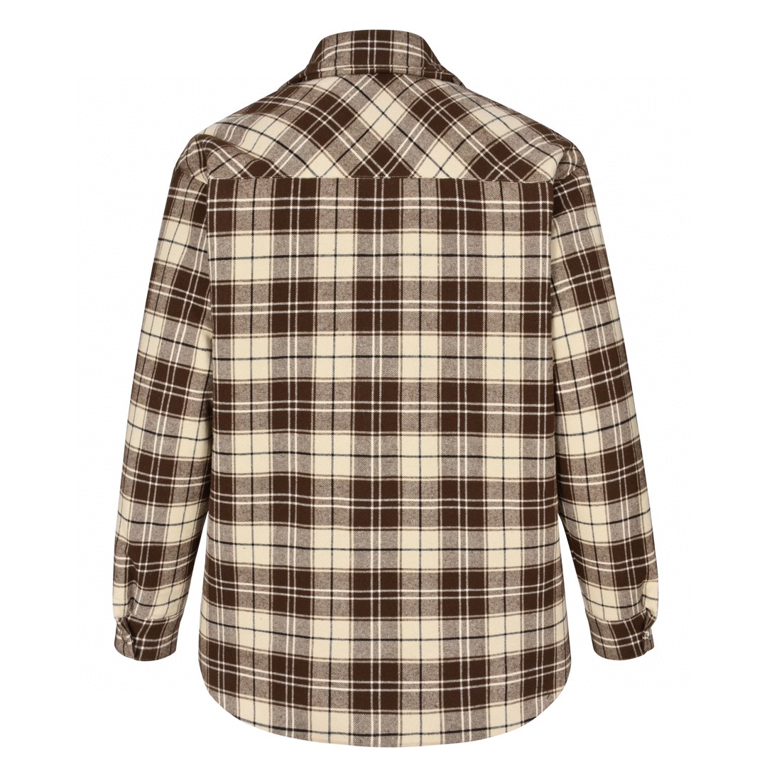 MIU MIU 缪缪 法兰绒格纹徽标字母logo衬衫 棉服 外套 长袖 棕色 ML8551-5PQ-F03KK