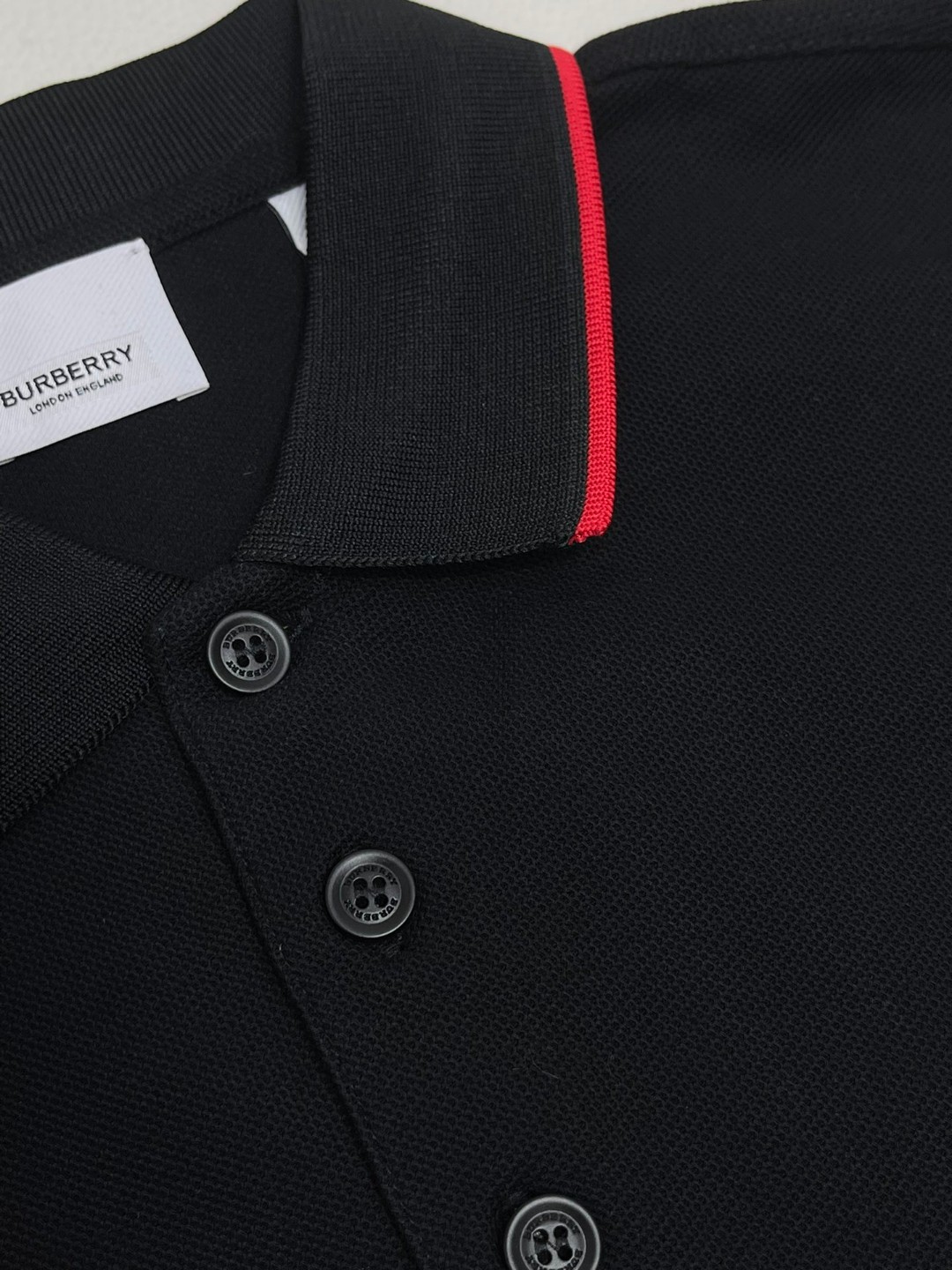 Burberry 巴宝莉 字母刺绣logo条纹领Polo衫 长袖 T恤 白色 黑色 藏蓝色 蓝色 80176801