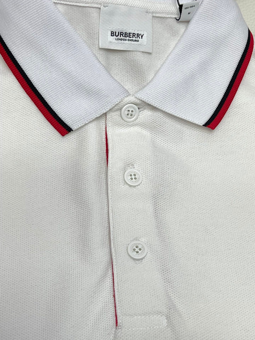 Burberry 巴宝莉 字母刺绣logo条纹领Polo衫 长袖 T恤 白色 黑色 藏蓝色 蓝色 80176801