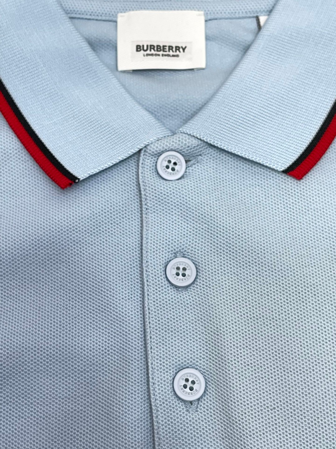 Burberry 巴宝莉 字母刺绣logo条纹领Polo衫 长袖 T恤 白色 黑色 藏蓝色 蓝色 80176801