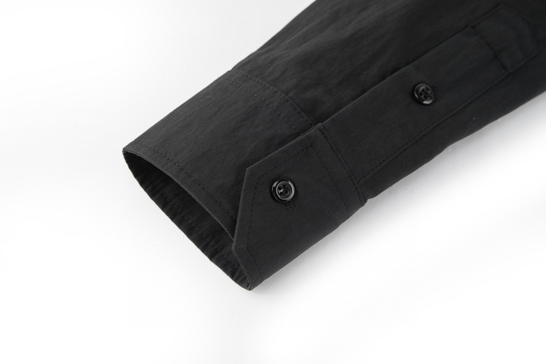 CELINE 赛琳 logo小刺绣亚麻衬衫 长袖 黑色 白色