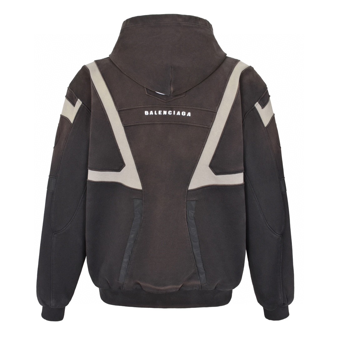 Balenciaga 巴黎世家 做旧拼接双环拉链连帽卫衣 长袖 秋冬 外套 790359TQVM21070