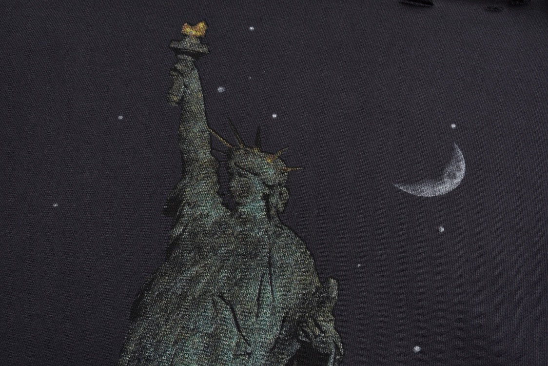 Balenciaga 巴黎世家 自由女神印花连帽卫衣 长袖 秋冬 黑色 739024TQVS11083