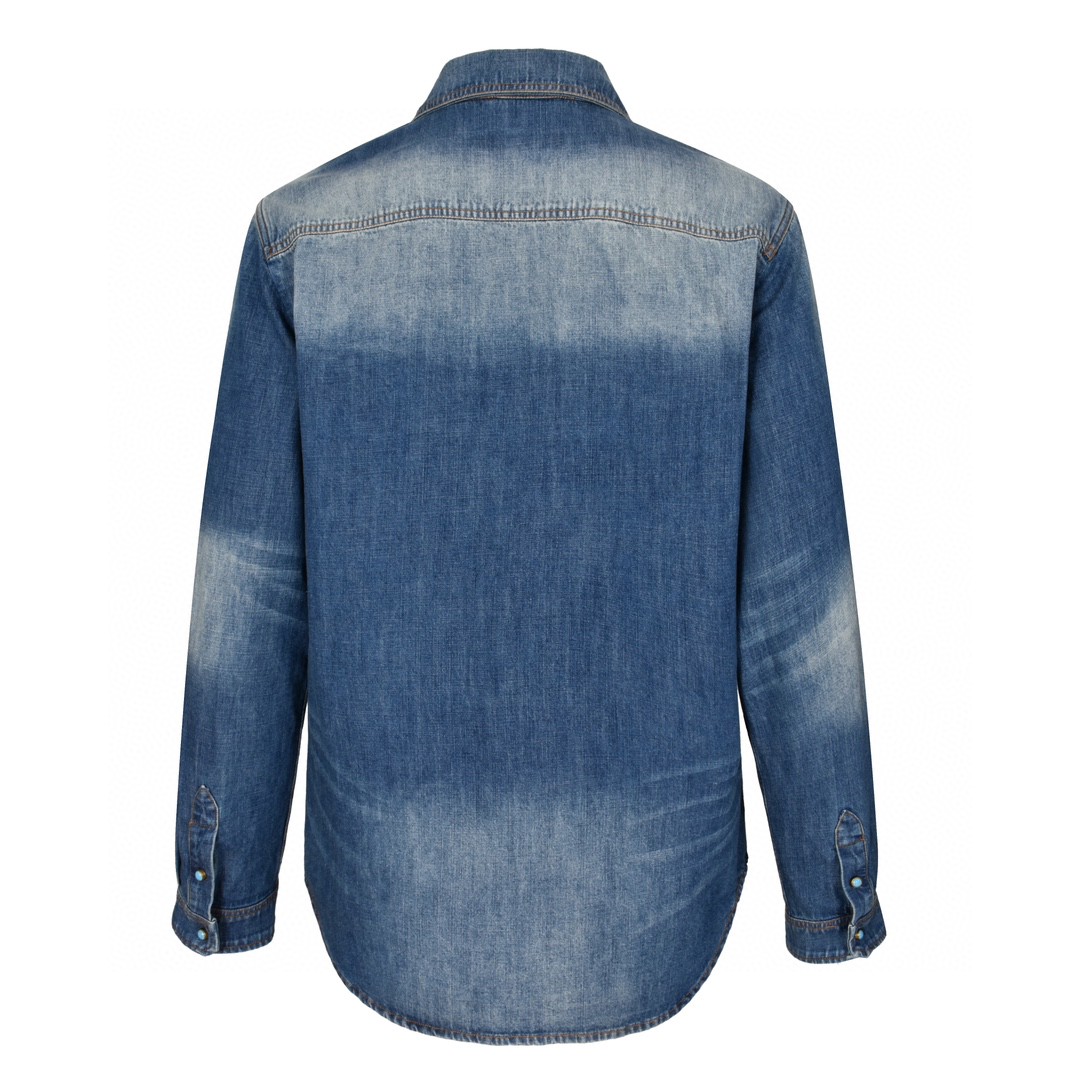 LOUIS VUITTON 路易威登 logo铆钉缀饰单排扣牛仔衬衫 牛仔外套 夹克 长袖 蓝色 1AFXL5