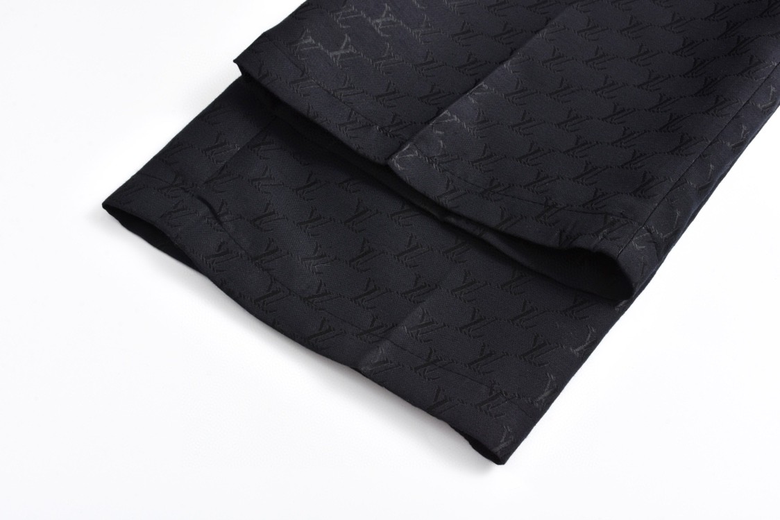LOUIS VUITTON 路易威登 暗纹logo提花满印真丝西装裤 裤子 长裤 深蓝色 1AFRKY