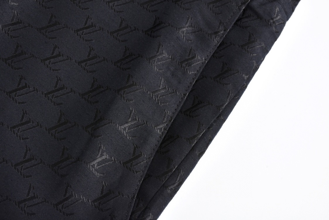 LOUIS VUITTON 路易威登 暗纹logo提花满印真丝西装裤 裤子 长裤 深蓝色 1AFRKY