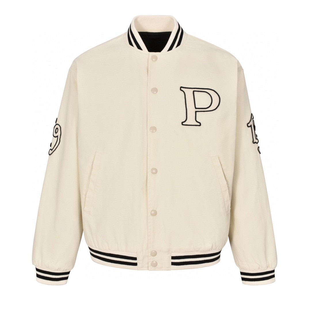 PRADA 普拉达 字母logo帆布棒球服 夹克 外套 长袖 象牙色 SGC725-152I-F0304-S-OOO