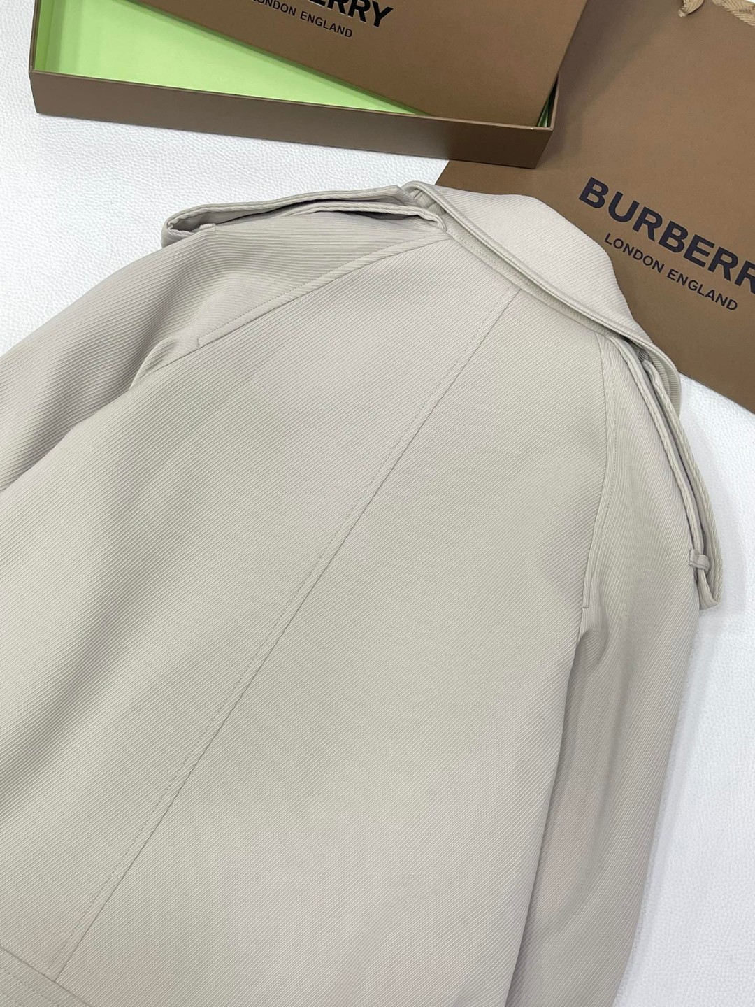 Burberry 巴宝莉 纯色翻领单排扣夹克 风衣 长袖 外套 短款 女款 米色 80873491