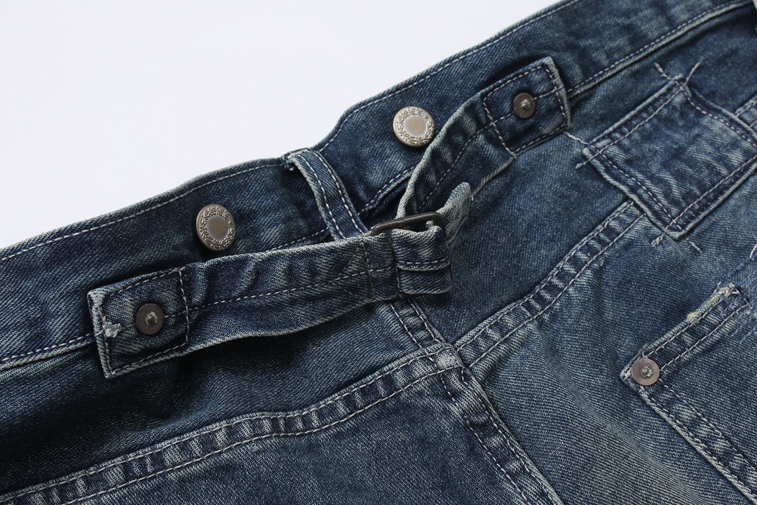 807#MADNESS 做旧破洞宽松牛仔裤 长裤 裤子 蓝色