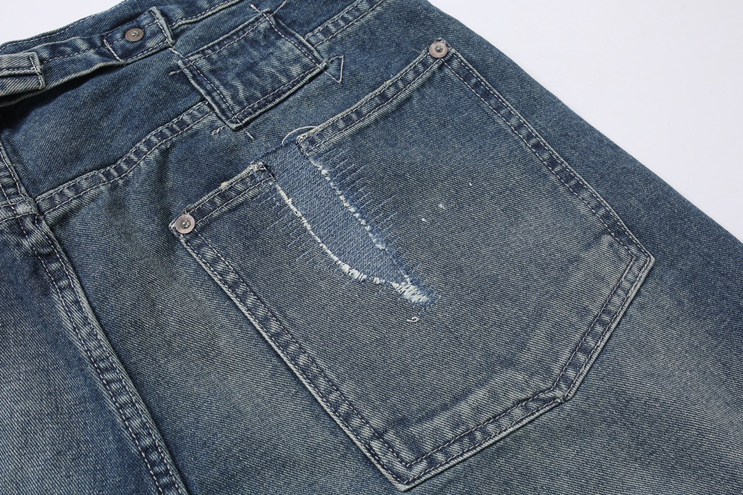 807#MADNESS 做旧破洞宽松牛仔裤 长裤 裤子 蓝色