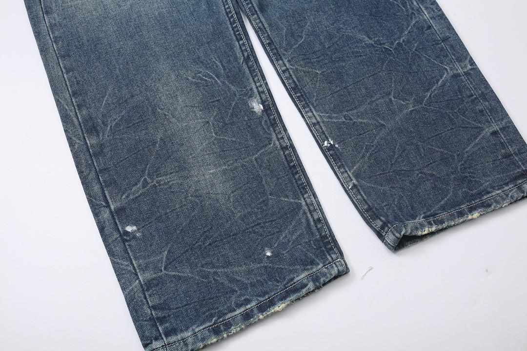 807#MADNESS 做旧破洞宽松牛仔裤 长裤 裤子 蓝色