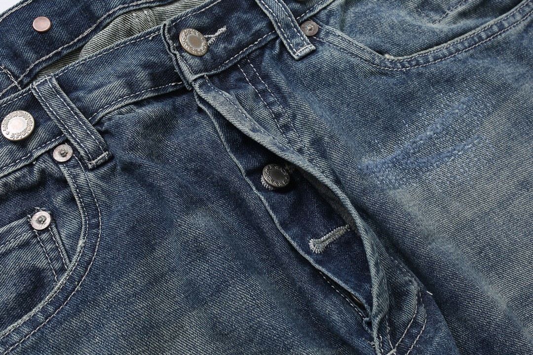 807#MADNESS 做旧破洞宽松牛仔裤 长裤 裤子 蓝色