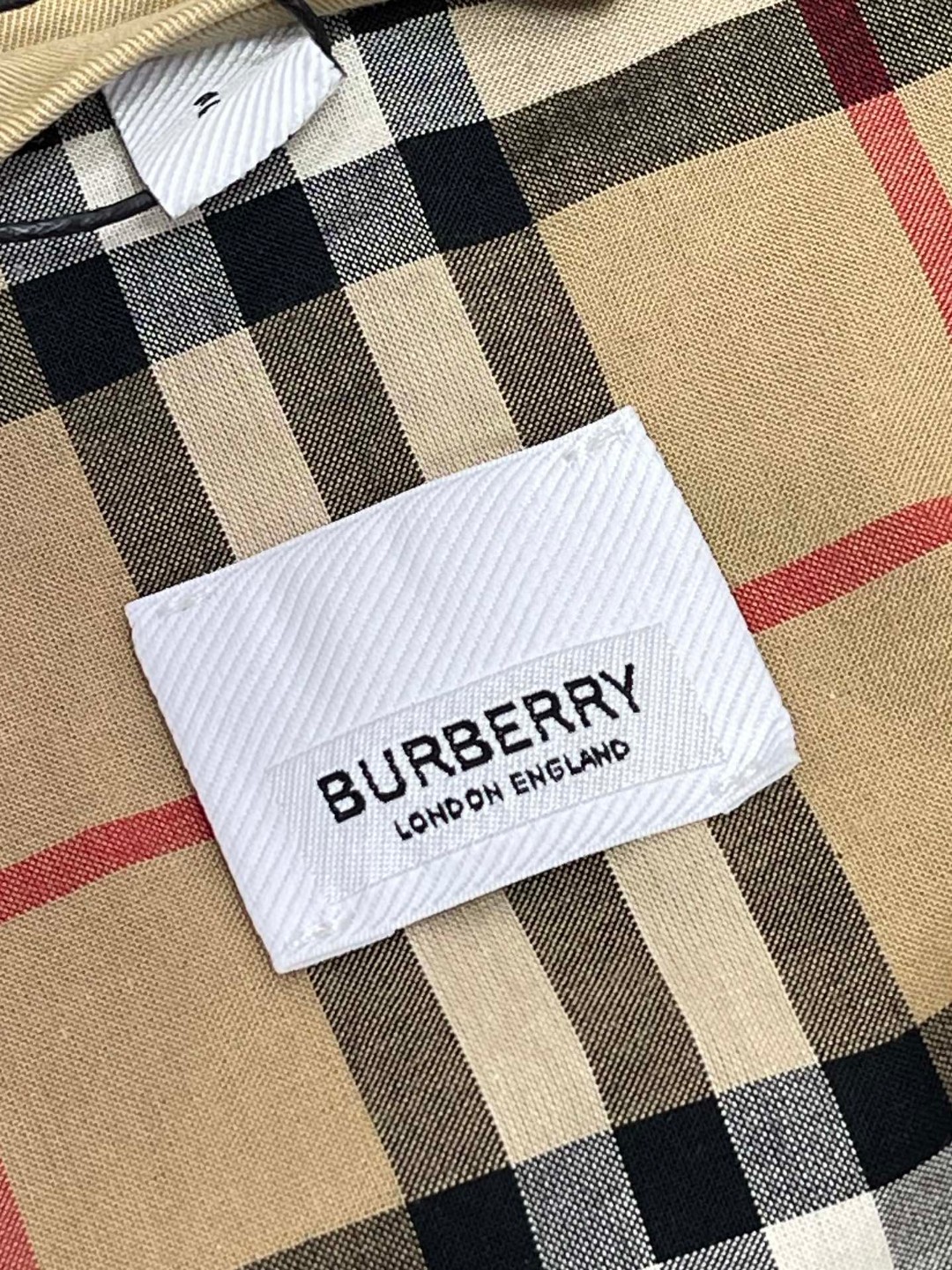 Burberry 巴宝莉 格纹拼接单排扣翻领夹克 长袖 外套 短款 女款 卡其色 80711701