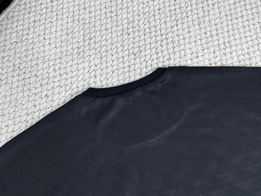 PRADA 普拉达 暗纹徽标logo圆领短袖 T恤 黑色 