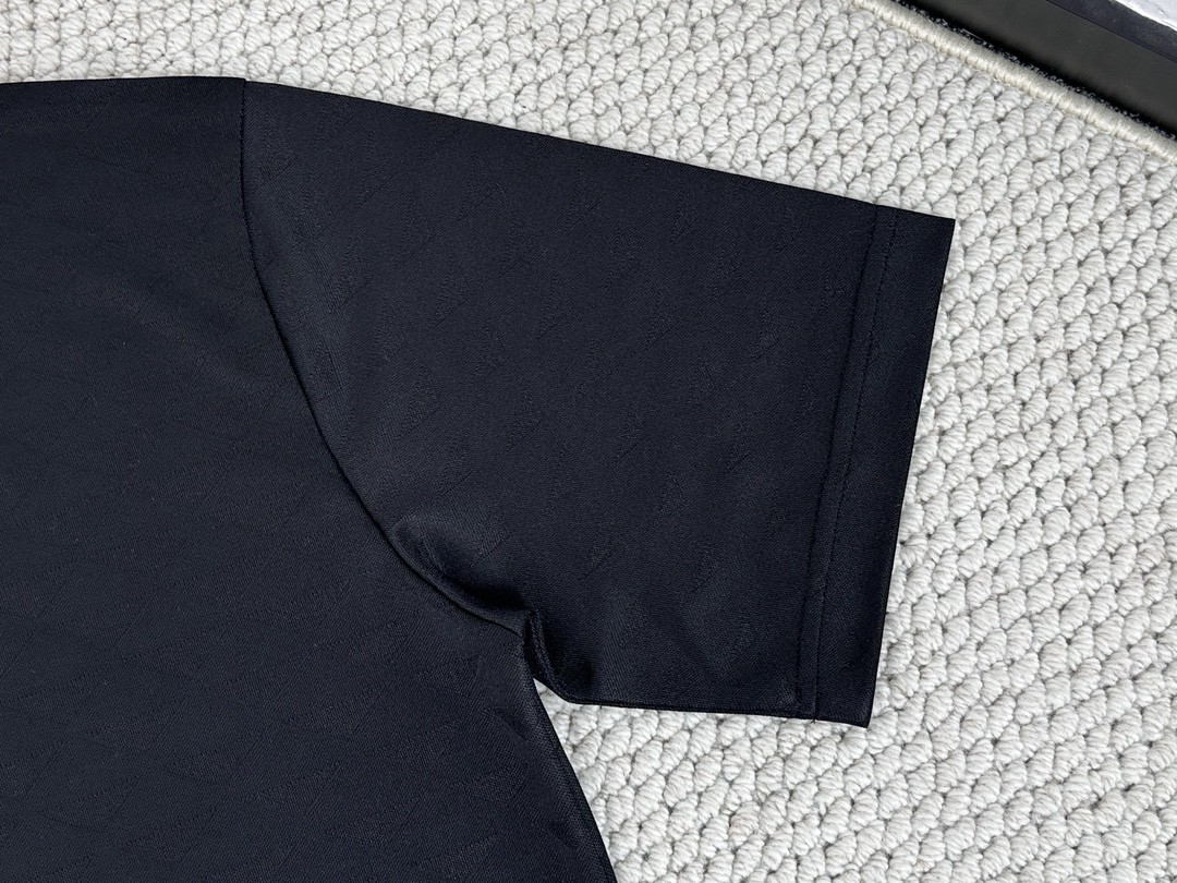 PRADA 普拉达 暗纹徽标logo圆领短袖 T恤 黑色 