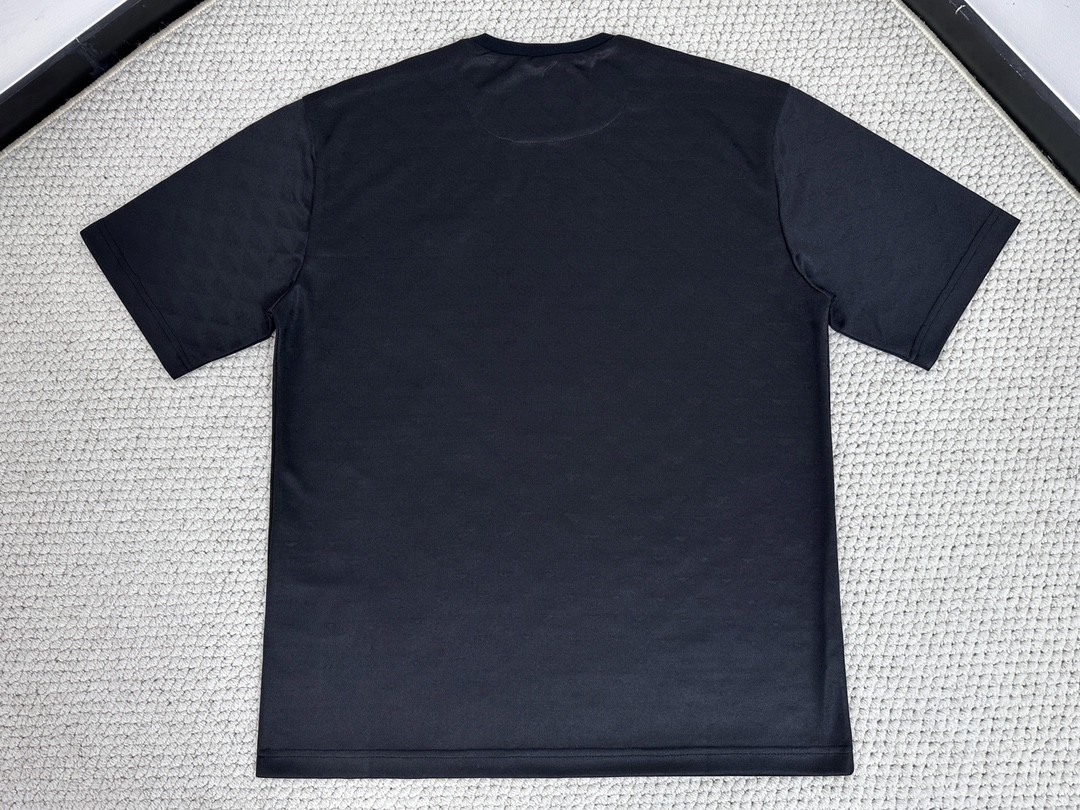PRADA 普拉达 暗纹徽标logo圆领短袖 T恤 黑色 