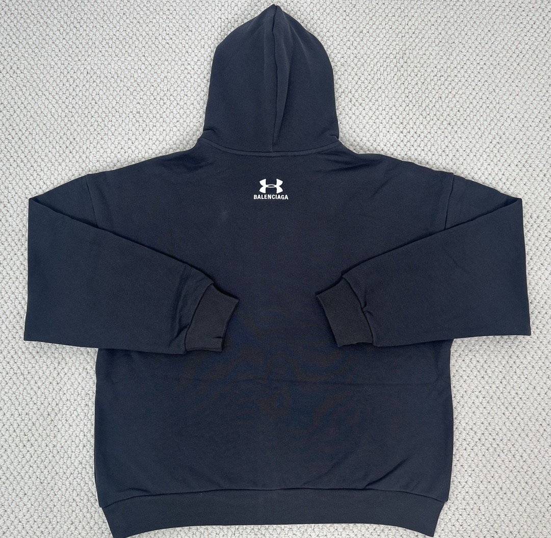 Balenciaga 巴黎世家 Under Armour 安德玛 联名 刺绣字母logo拉链连帽卫衣 长袖 秋冬 黑色 803264TRVB89034