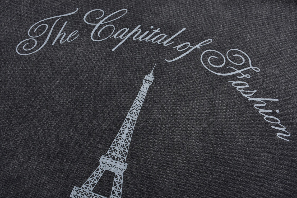 Balenciaga 巴黎世家 水洗巴黎铁塔字母logo印花连帽卫衣 外套 长袖 秋冬 黑色 803265TRVN41048