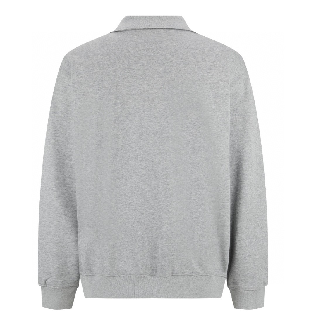 PRADA 普拉达 logo字母提花Polo领卫衣 圆领 长袖 灰色 黑色 UJL77B-1Y13-F0002-S-OOO