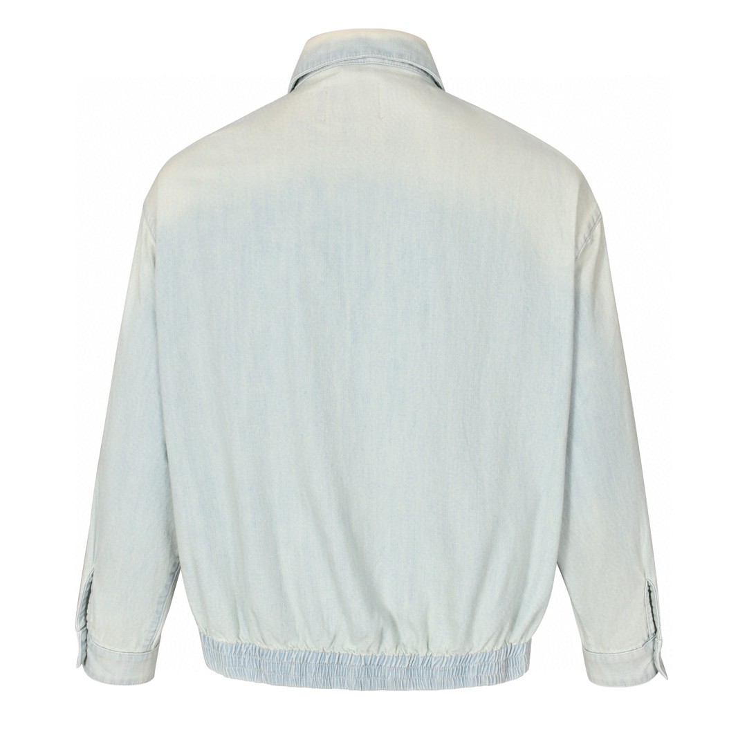 MIU MIU 缪缪 水洗做旧翻领拉链夹克 牛仔外套 长袖 蓝色 GWB149-10BM-F0013