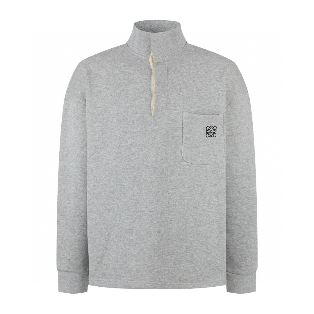 Loewe 罗意威 刺绣Logo徽标立领休闲运动卫衣 长袖 秋冬 灰色 黑色 H526Y24X30-1440