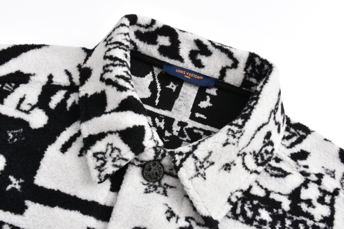 LOUIS VUITTON 满印漫画图案羊毛夹克 长袖 外套 黑白色 1AB5DL