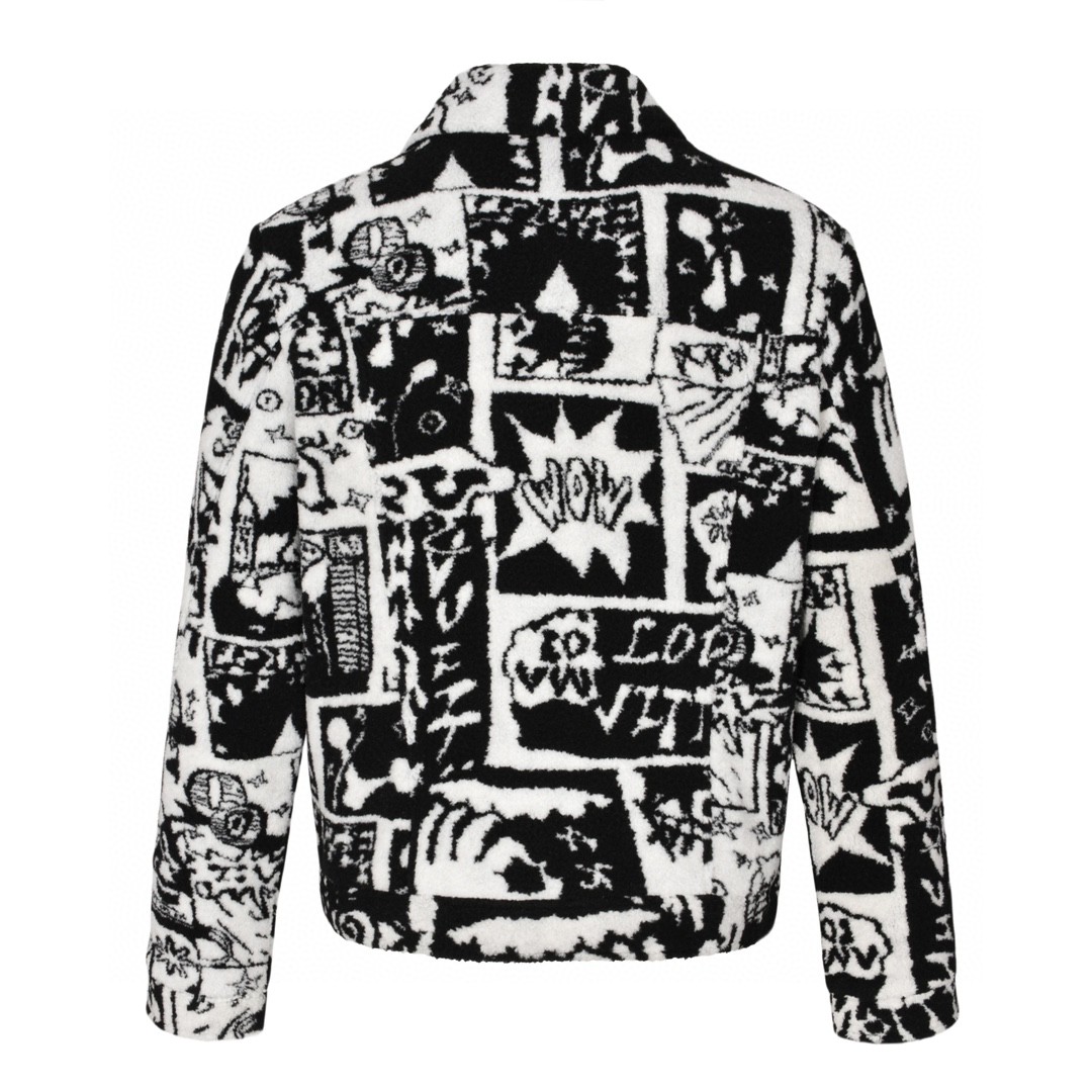 LOUIS VUITTON 满印漫画图案羊毛夹克 长袖 外套 黑白色 1AB5DL