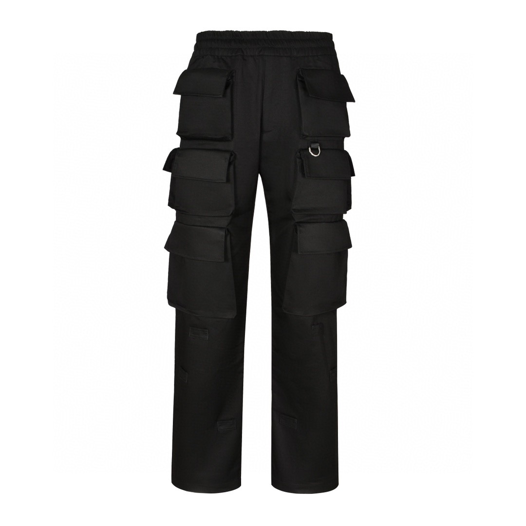 Givenchy 纪梵希 纯色多口袋松紧腰工装裤 休闲裤 长裤 裤子 黑色 BM517S14G1-001