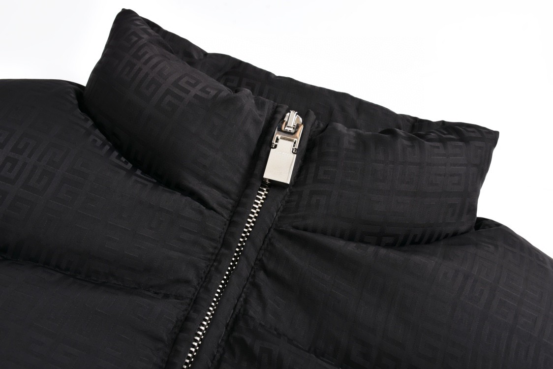 Givenchy 纪梵希 暗纹提花立领拉链棉服 外套 长袖 黑色 BM00XF13WK-001