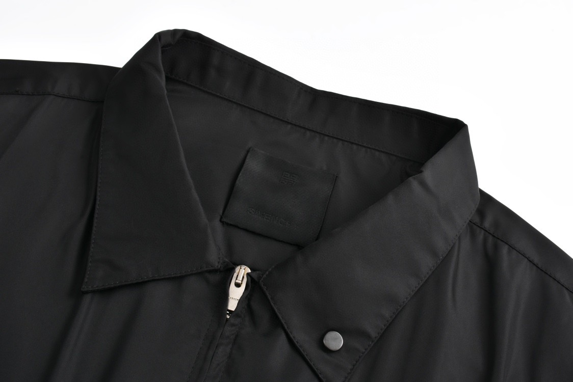 Givenchy 纪梵希 纯色缎面环扣拉链衬衫 夹克 外套 长袖 黑色 BM60VG13YT-001