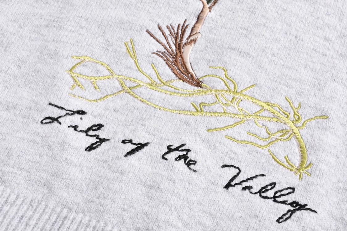 DIOR 迪奥 花卉刺绣字母Logo圆领毛衣 针织衫 秋冬 长袖 灰色 493M649AT864-C889