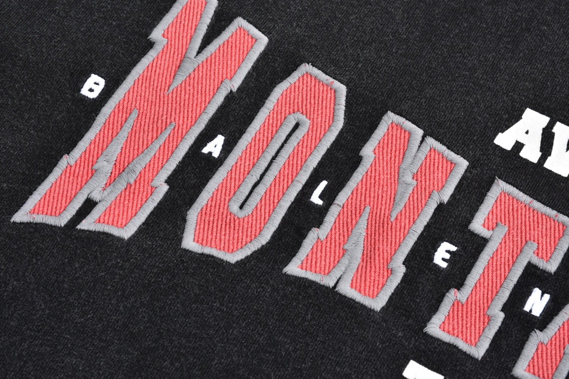 Balenciaga 巴黎世家 做旧水洗红色字母logo刺绣圆领短袖 T恤 夏季 黑色 787349TRVN31048