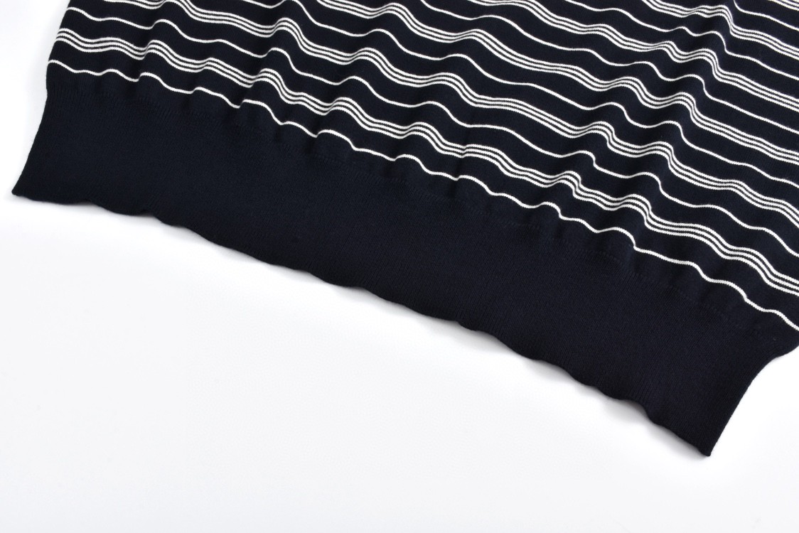 MIU MIU 缪缪 条纹Polo领针织衫 毛衣 长袖 米白色 黑蓝色 MML951-140V-F0304-S-OOO