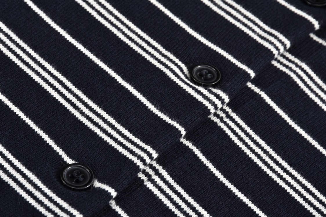 MIU MIU 缪缪 条纹Polo领针织衫 毛衣 长袖 米白色 黑蓝色 MML951-140V-F0304-S-OOO