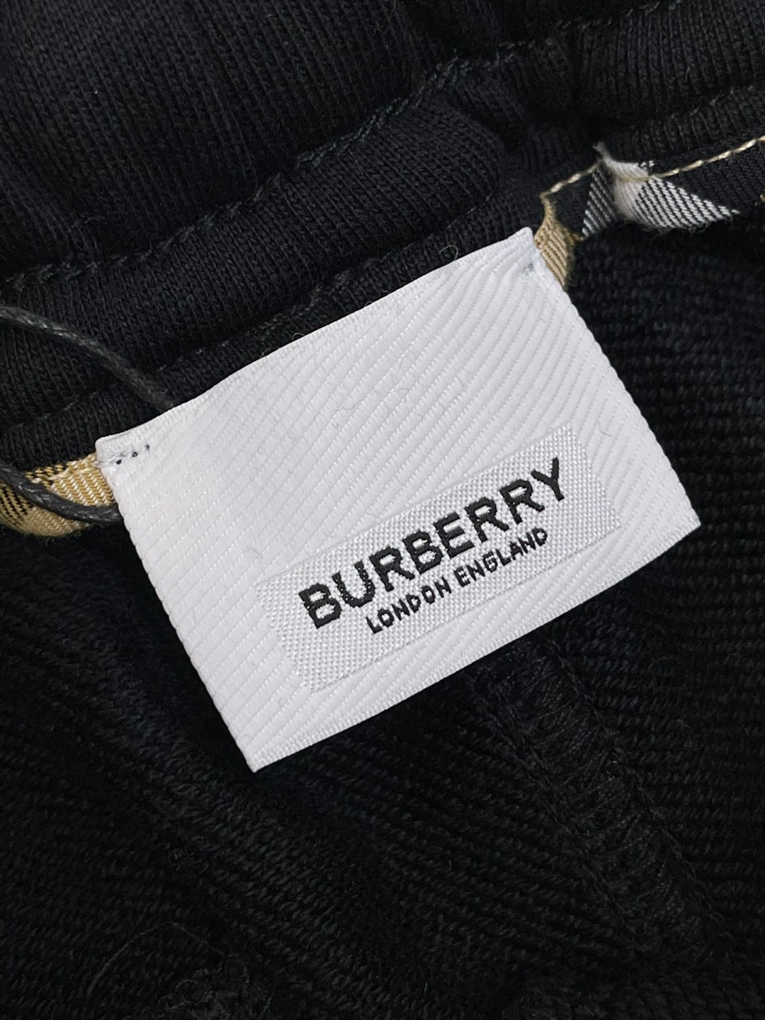 Burberry 巴宝莉 格纹拉链松紧腰束脚运动裤 裤子 休闲裤 长裤 黑色 80996211