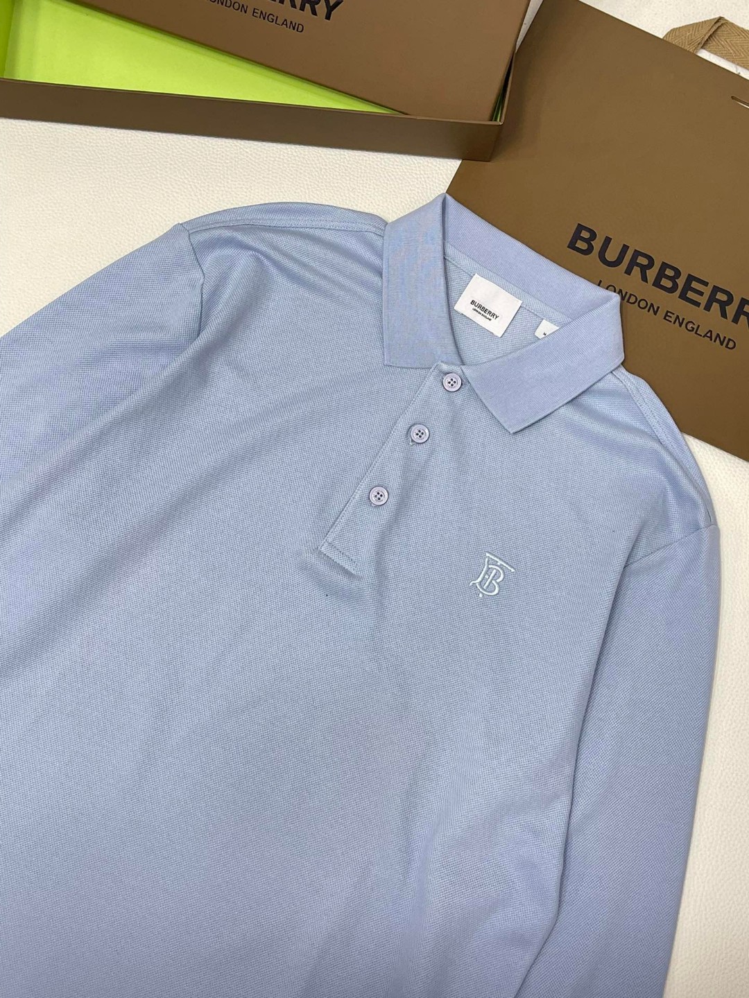 Burberry 巴宝莉 纯色字母刺绣logoPolo衫 长袖 T恤 黑色 藏蓝色 蓝色 80219471